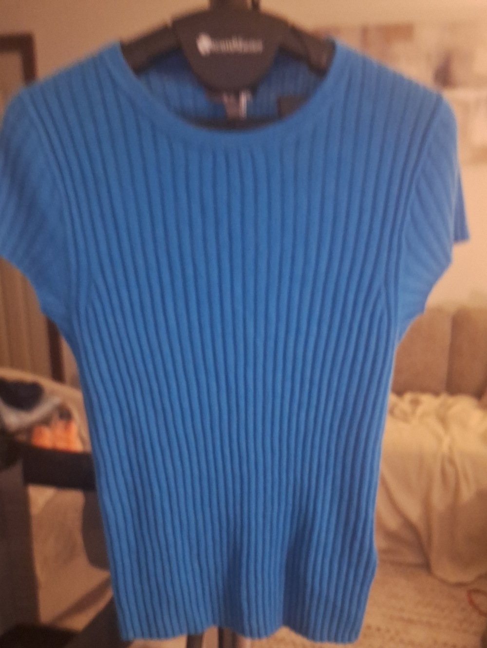 J. Crew Short-Sleeve Ribbed Top in Bright Blue
